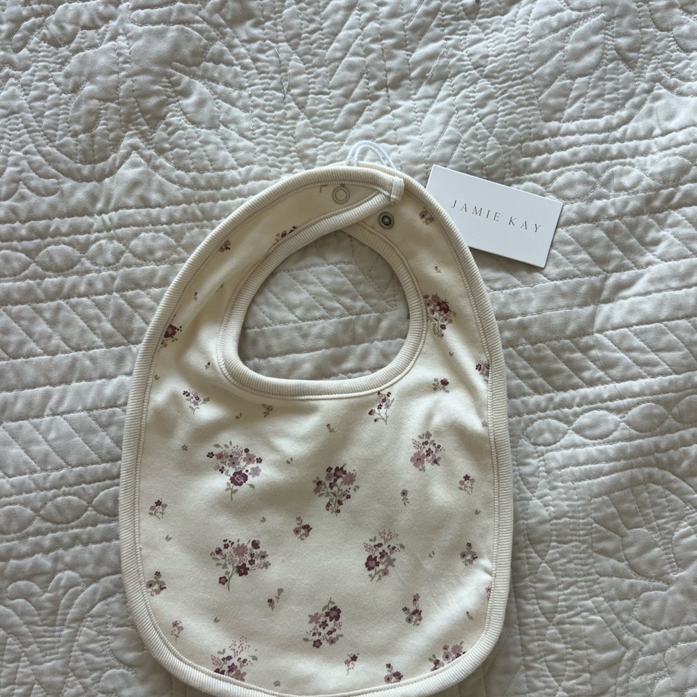 Jamie Kay Ivory and Pink Floral Bib